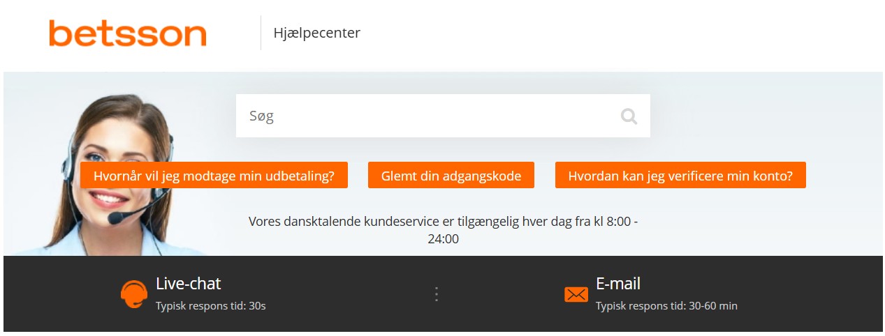 Betsson kundesupport
