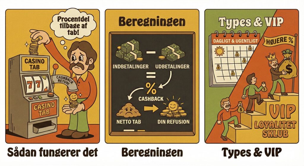 Casino cashback illustration - få penge tilbage når du taber