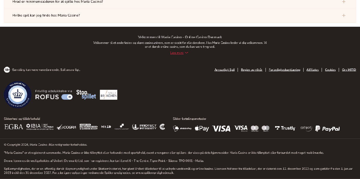 Trustly som betalingsmetode hos Maria Casino