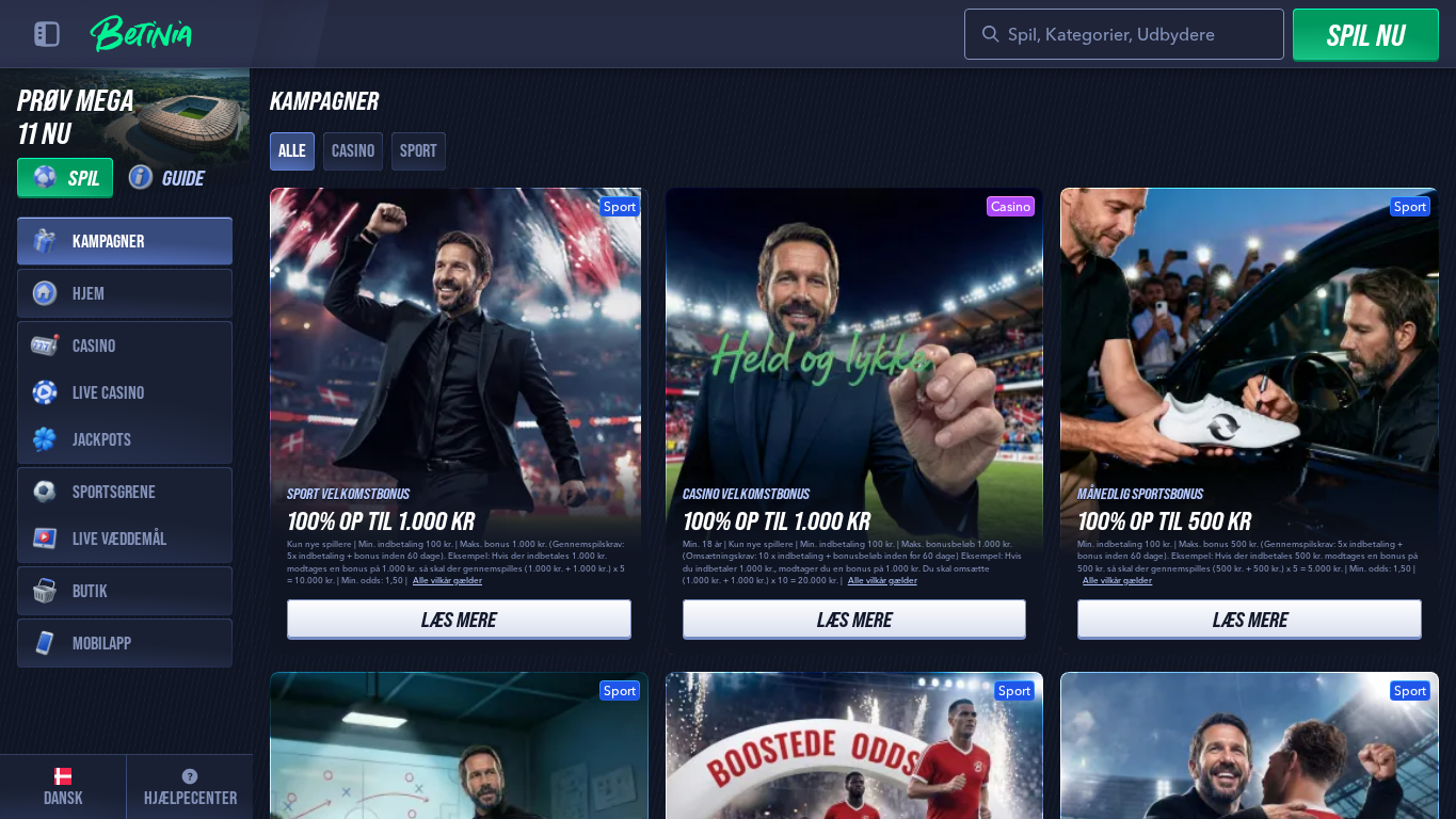 Betinia månedlig sport bonus kampagne