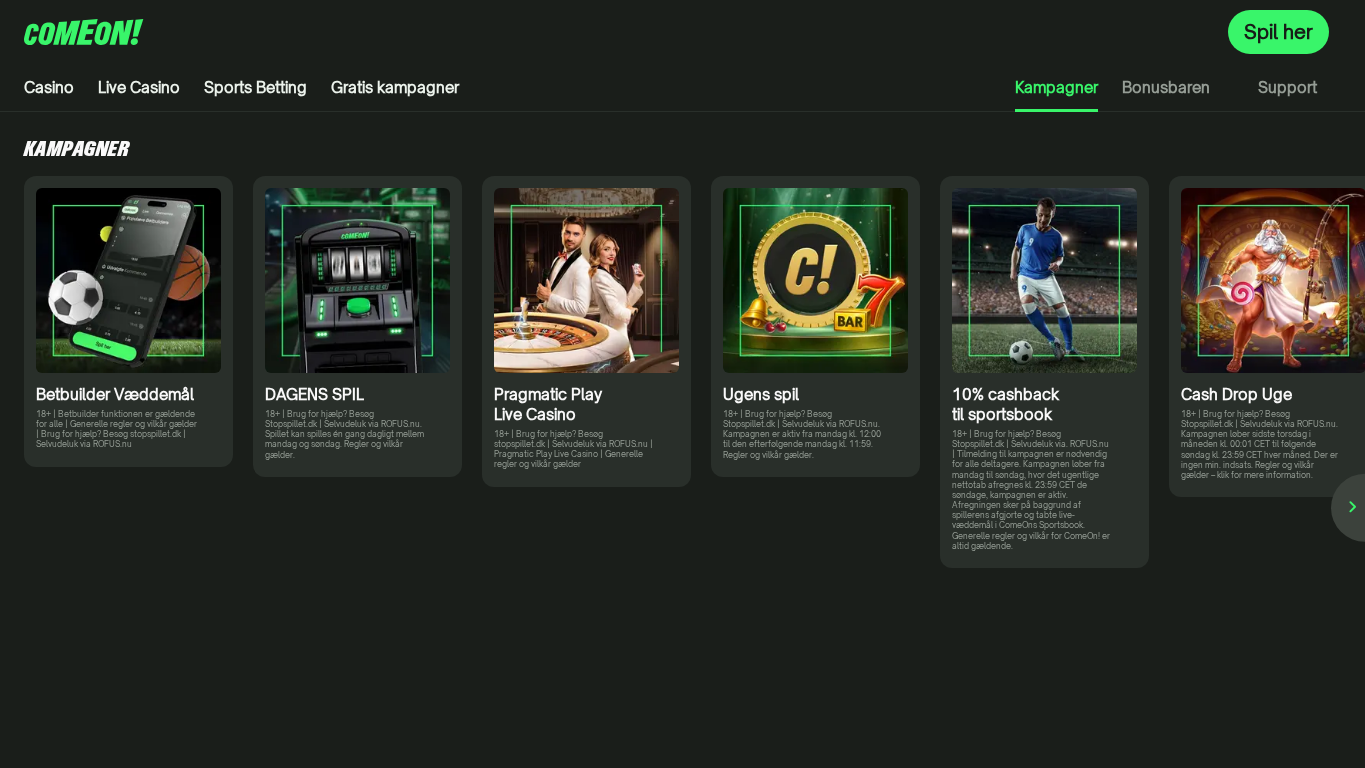 ComeOn Cash Drop Uge kampagne