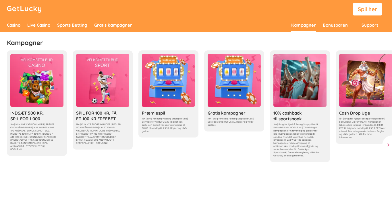 GetLucky Cash Drop Uge kampagne